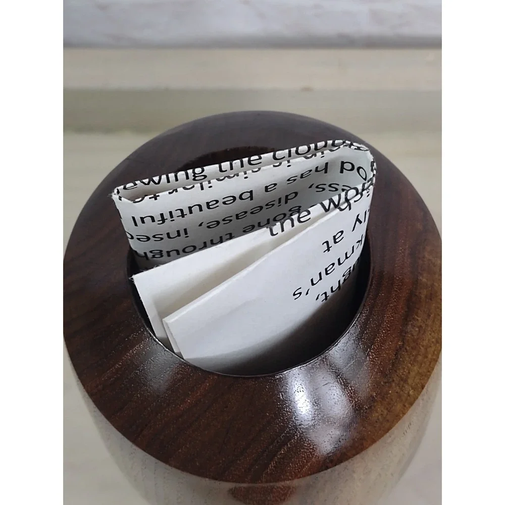 Dark Walnut Wood Urn For Cremation Natural Turned Wood NC Info Paper 9.5